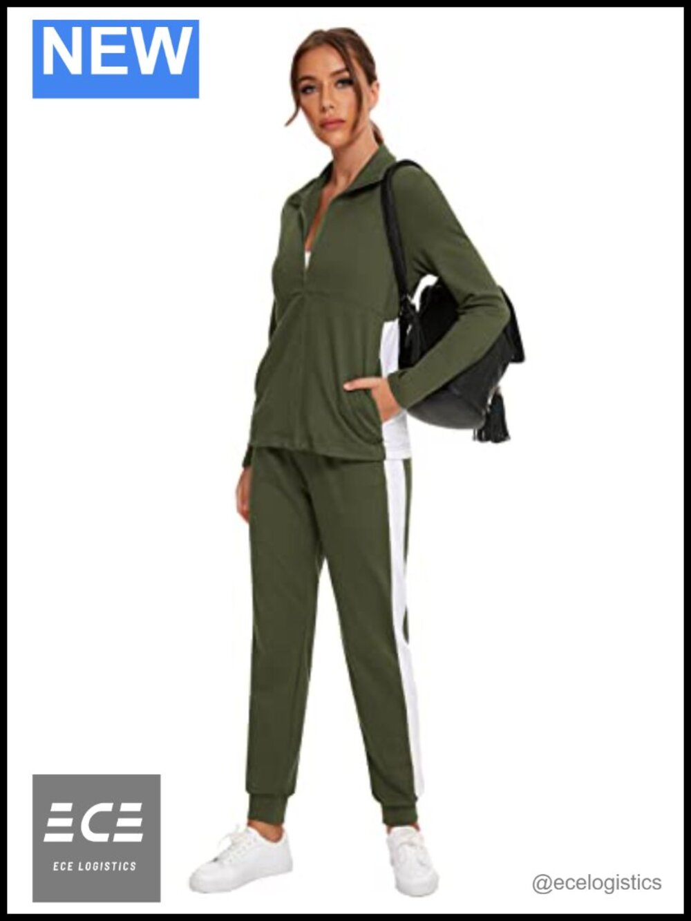 Women's 2 Piece Sweatsuit Set Zip Up Jacket Jogger Pants Pockets